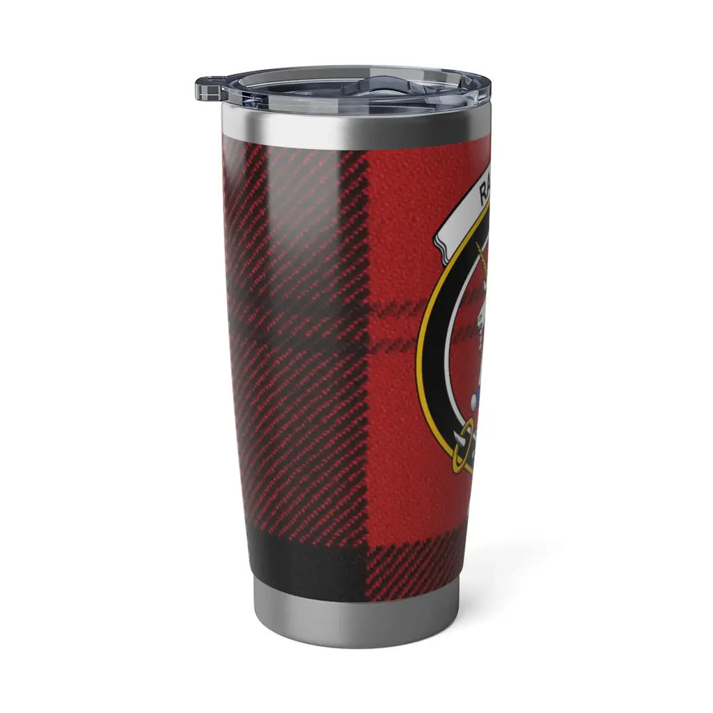 Ramsay crest tumbler with secure lid — spill-resistant, fits car cup holder