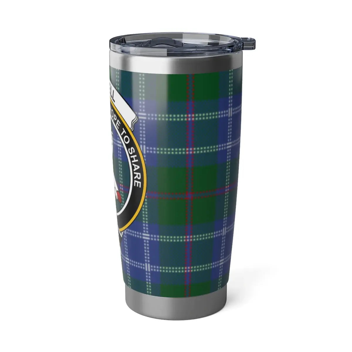 Riddell tartan clan crest travel tumbler — 20 oz insulated drinkware, Scottish heritage design
