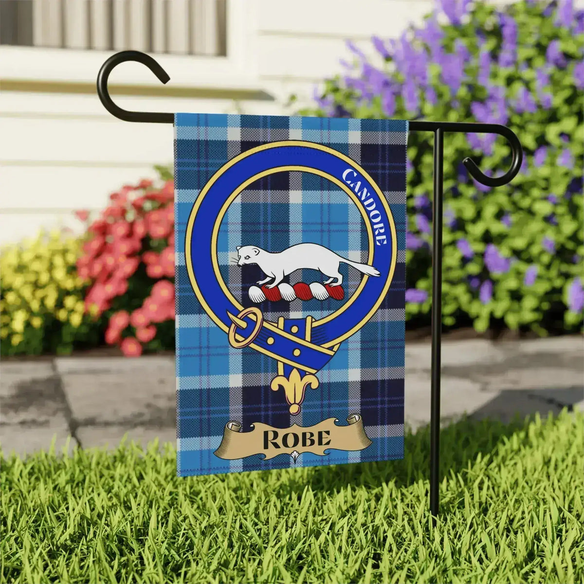 Clan Crest with Highland Tartan Garden Flag