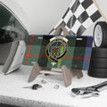 Clan Rollo tartan novelty license plate — La Fortune Passe Partout stag crest, 12" x 6" aluminium