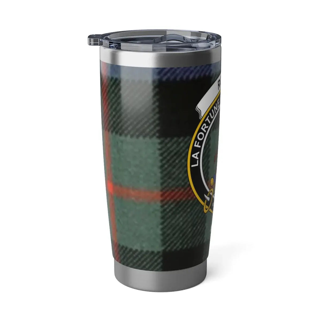 Rollo clan crest tartan insulated travel tumbler — double-wall steel for hot and cold drinks