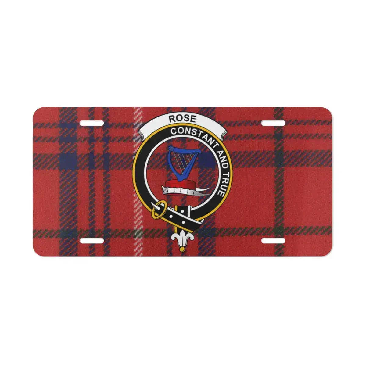 Red Tartan Pattern with Rose Clan Emblem Plate product