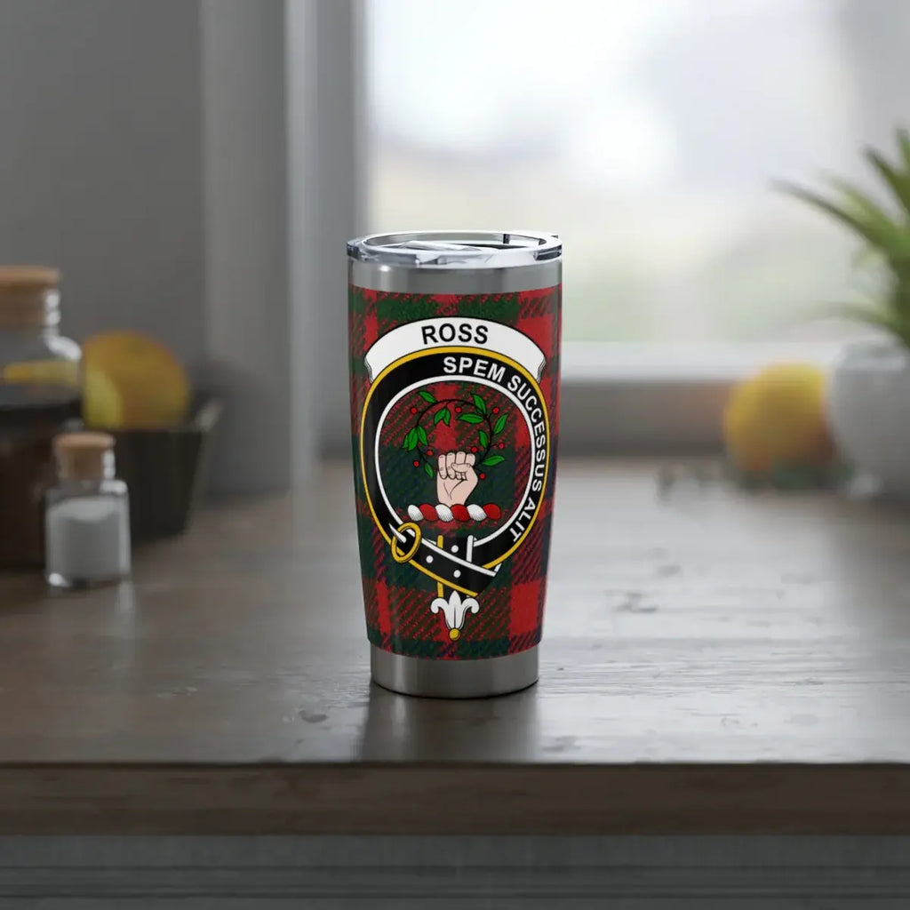 Ross spem successus alit clan crest insulated tumbler — side view showing full design