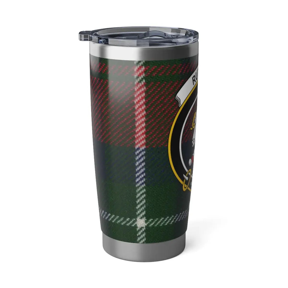Ruthven tartan tumbler — Scottish clan crest pattern travel cup