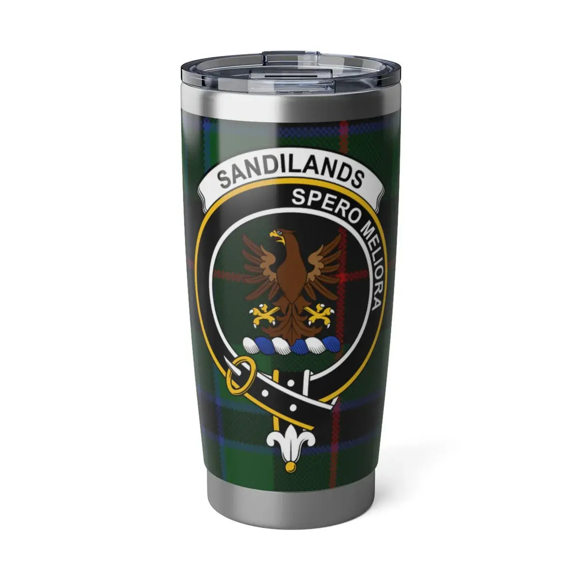 Clan Sandilands Spero Meliora custom insulated tumbler — 20 oz stainless steel with eagle crest