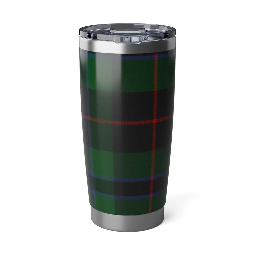 Clan Sandilands green plaid tartan insulated tumbler — 20 oz stainless steel, fits car cup holders