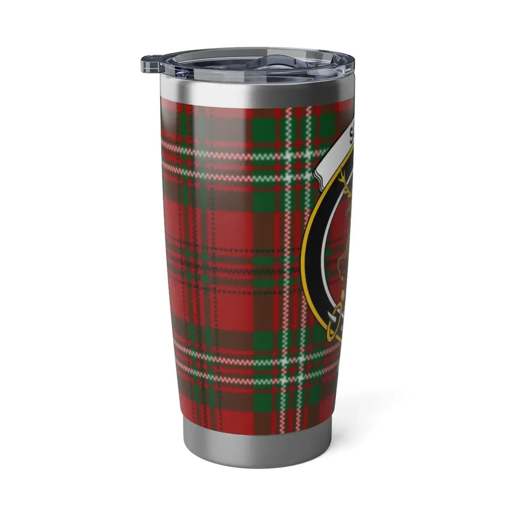 Scott tartan tumbler with secure lid — spill-resistant, fits car cup holder
