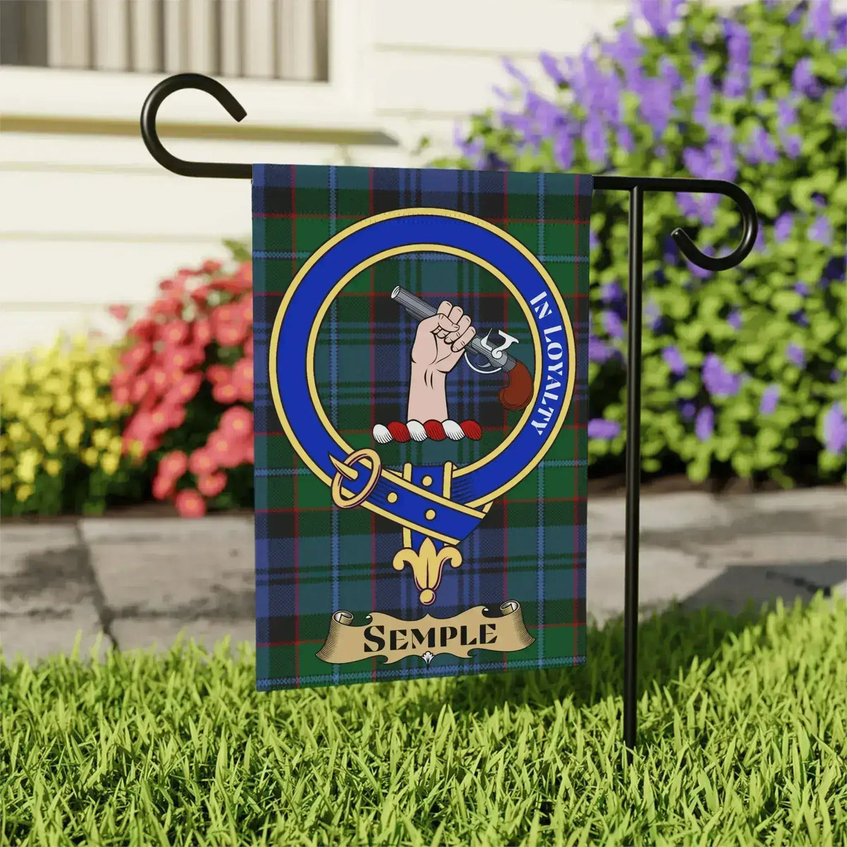 Semple Family Crest Tartan Garden Flag