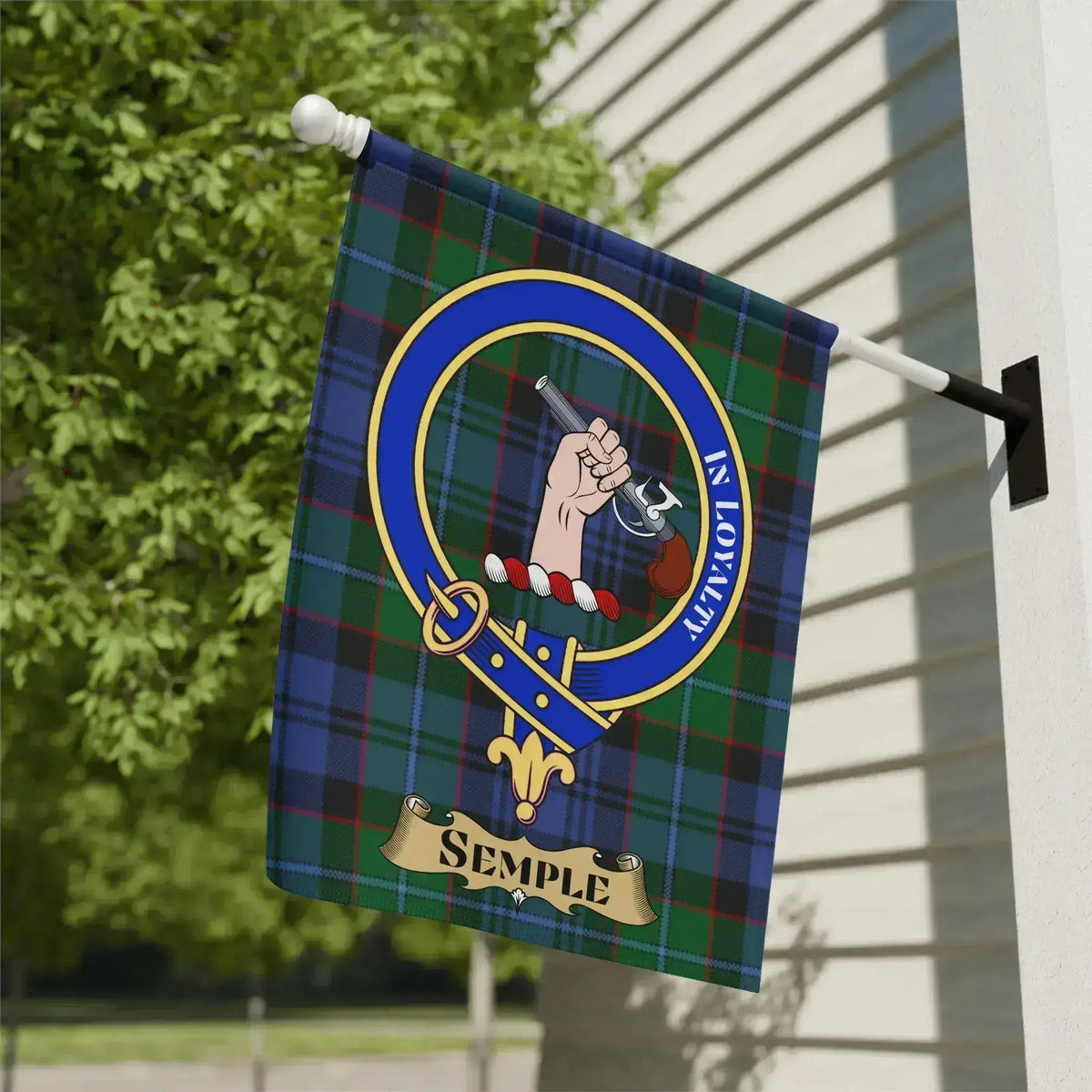 Semple Scottish Clan Crest Plaid Flag