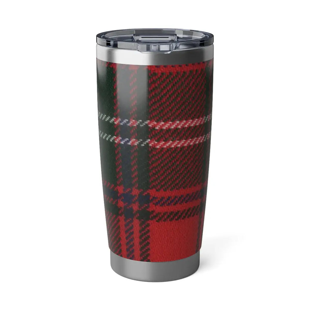Clan Seton red plaid tartan travel tumbler — 20 oz insulated steel, fits car cup holders