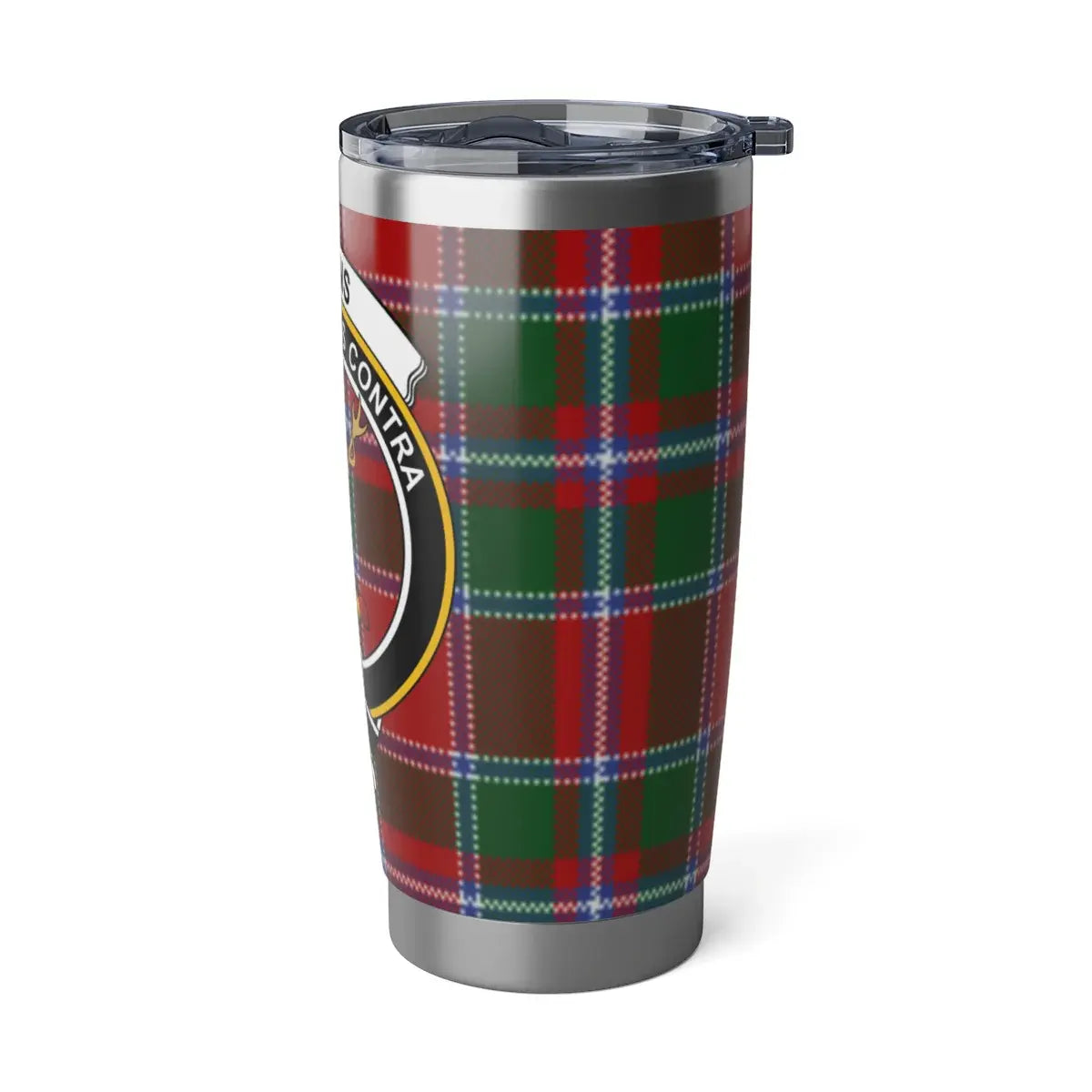 Spens clan vibrant plaid design steel travel tumbler — full view