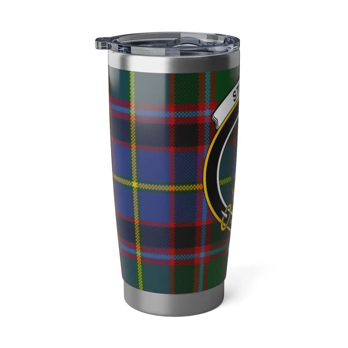 Stirling gang forward colourful plaid thermos with stag crest design