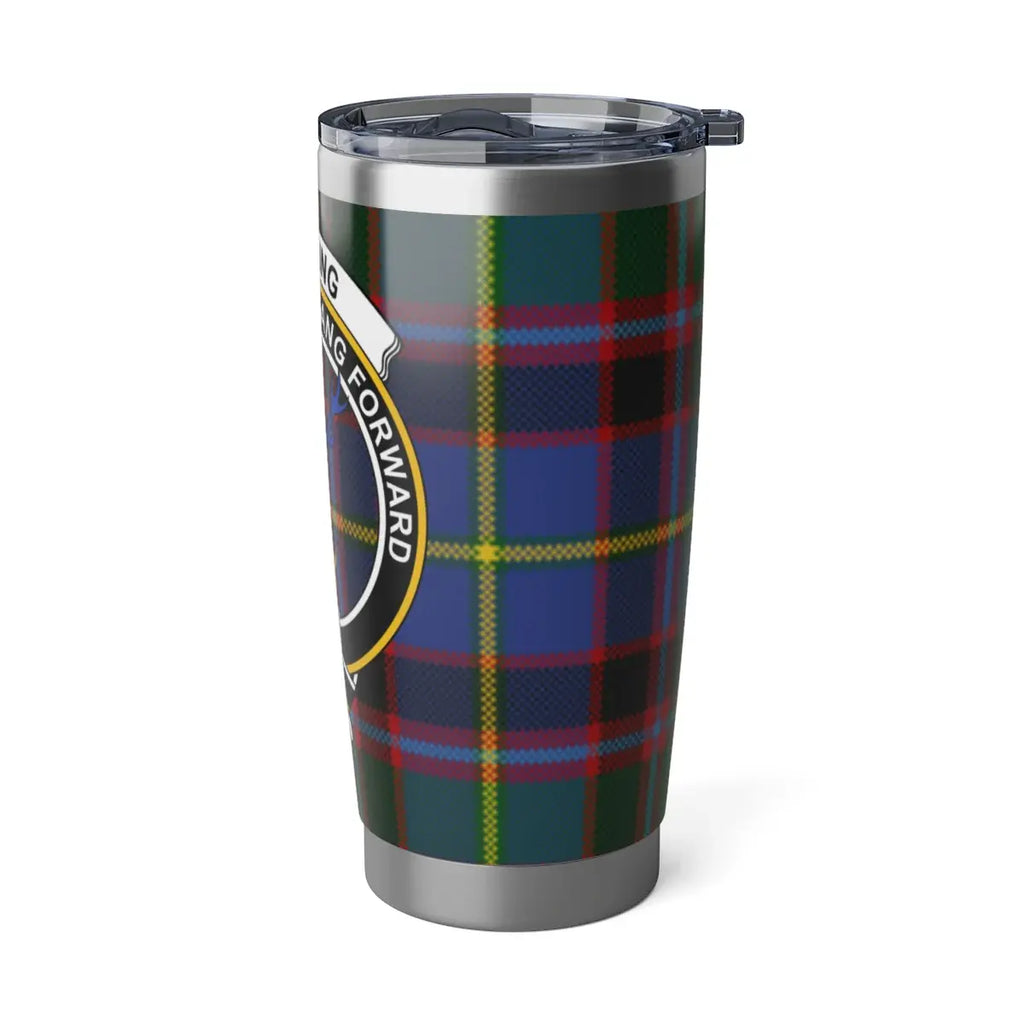 Stirling clan Scottish tartan design vacuum insulated tumbler — full view