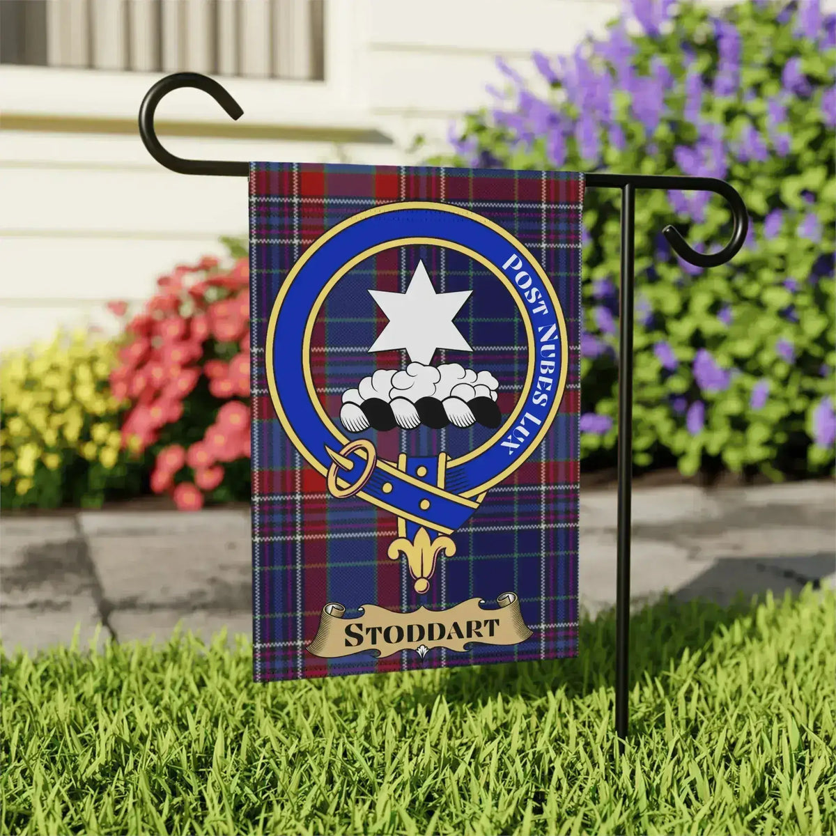 Scottish Tartan Garden Flag with Family Crest Flag