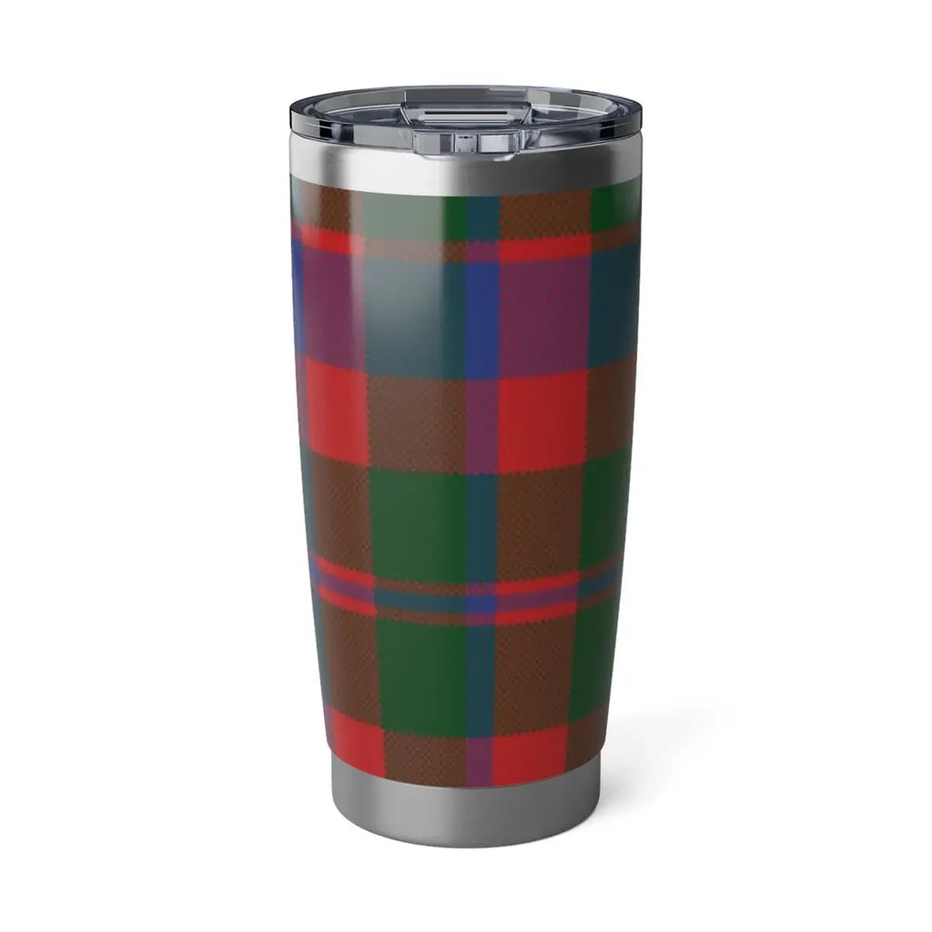 Clan Strang colourful plaid tumbler with lid — insulated travel mug 20oz