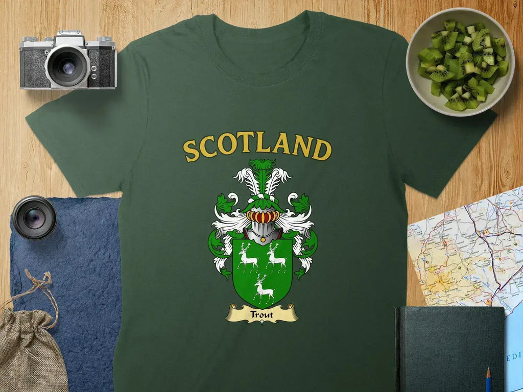 Scotland Crest Trout Graphic Design T-shirt