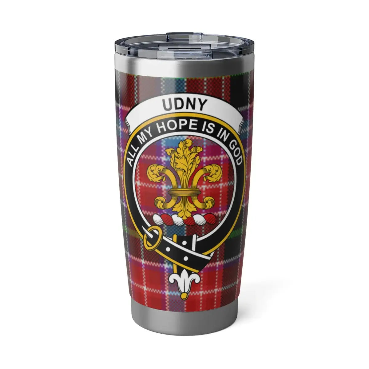 Udny Crest Tartan Plaid Design Insulated Travel Mug