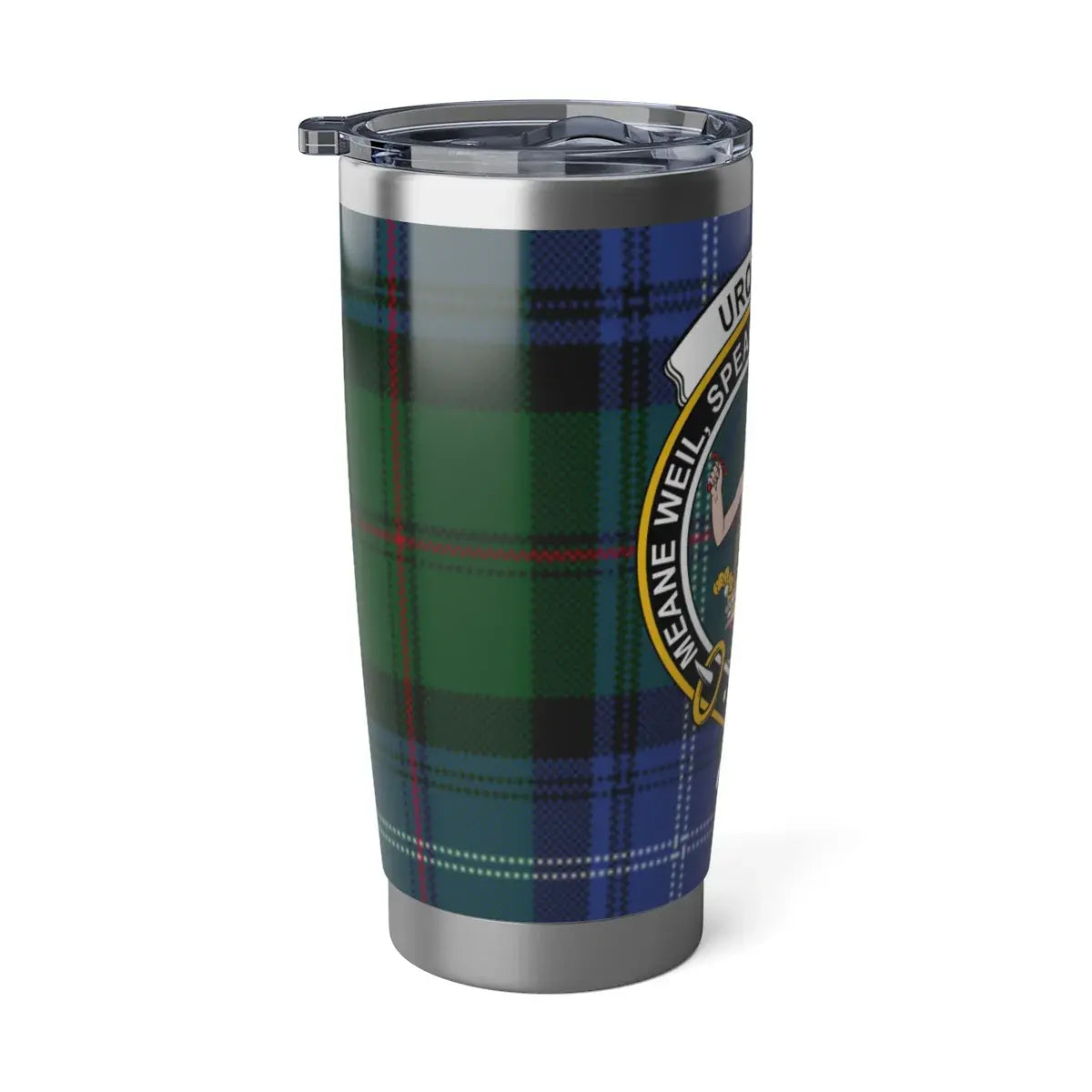 Urquhart clan crest stylish green tartan patterned tumbler — for daily use
