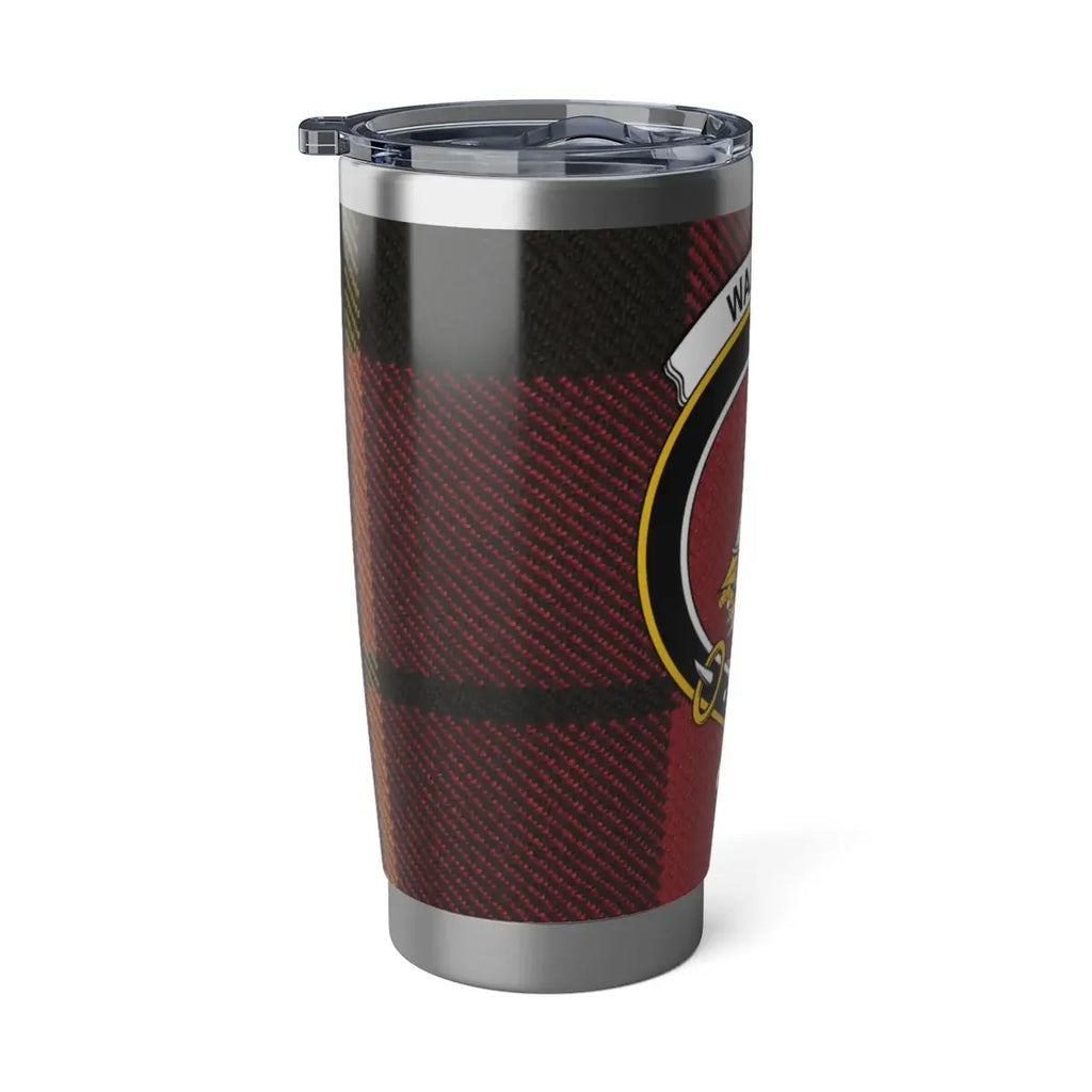 Wallace clan crest red black plaid insulated travel tumbler — secure lid