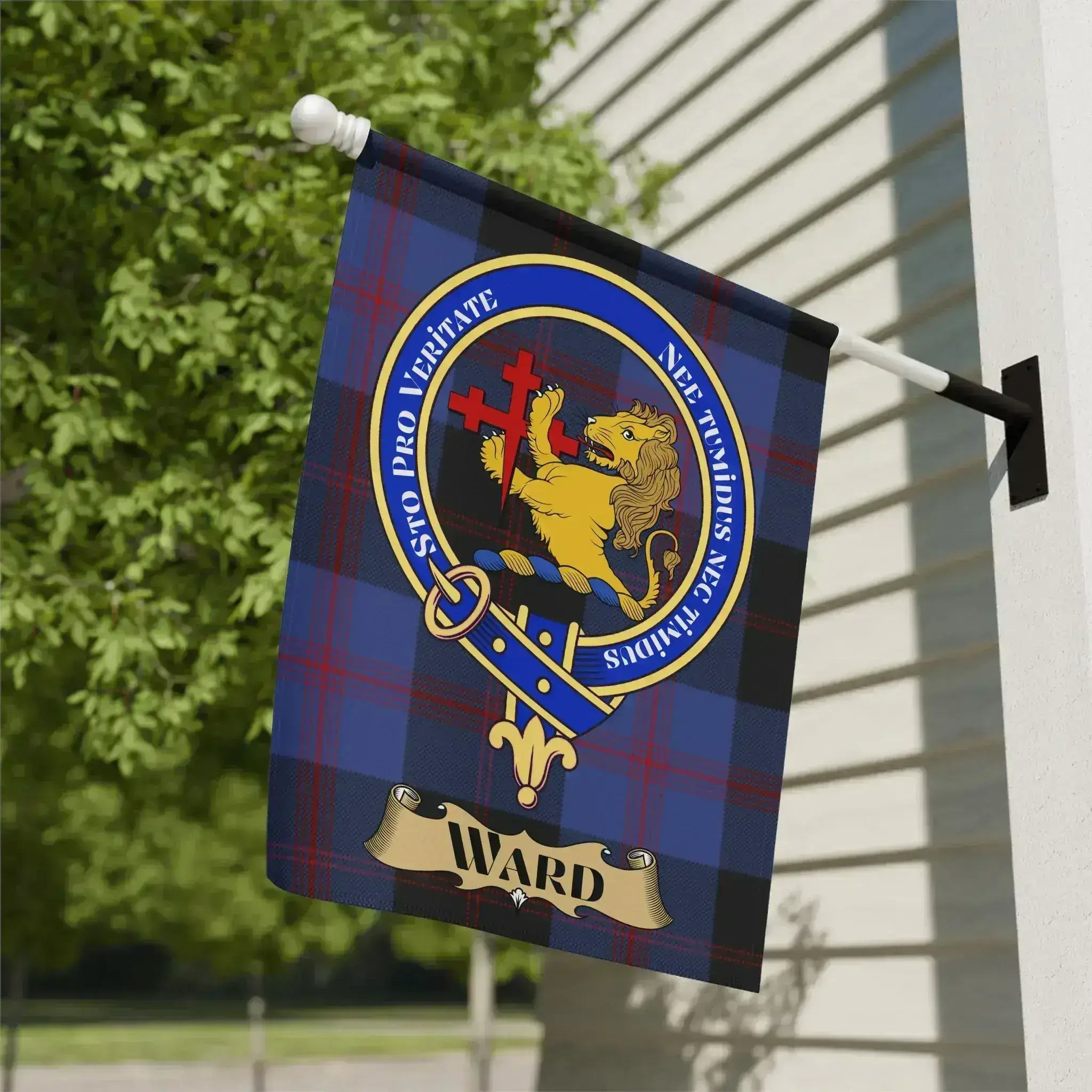 Personalized Family Crest Plaid Garden Flag product