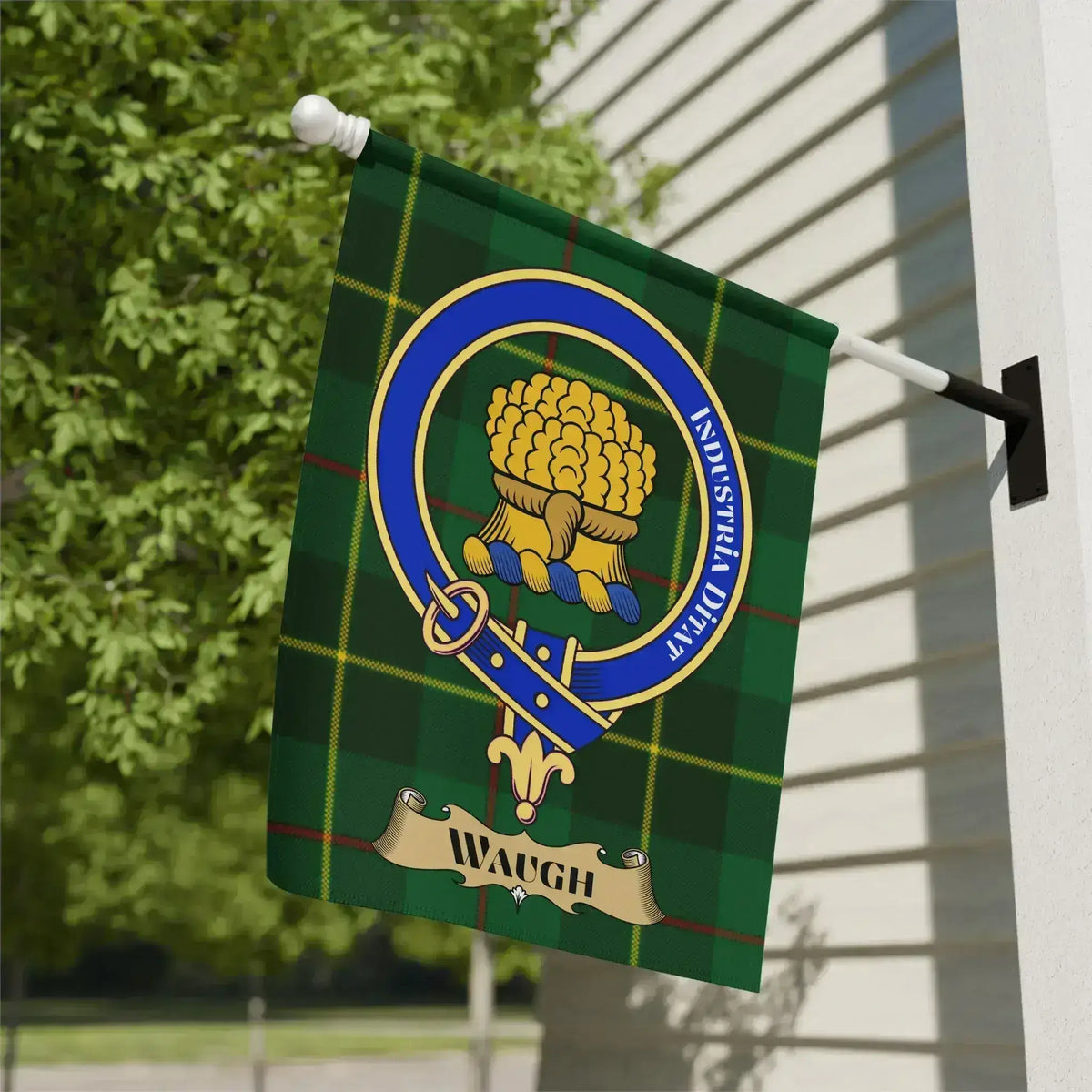 Industrial Waugh Plaid Design Hanging Flag