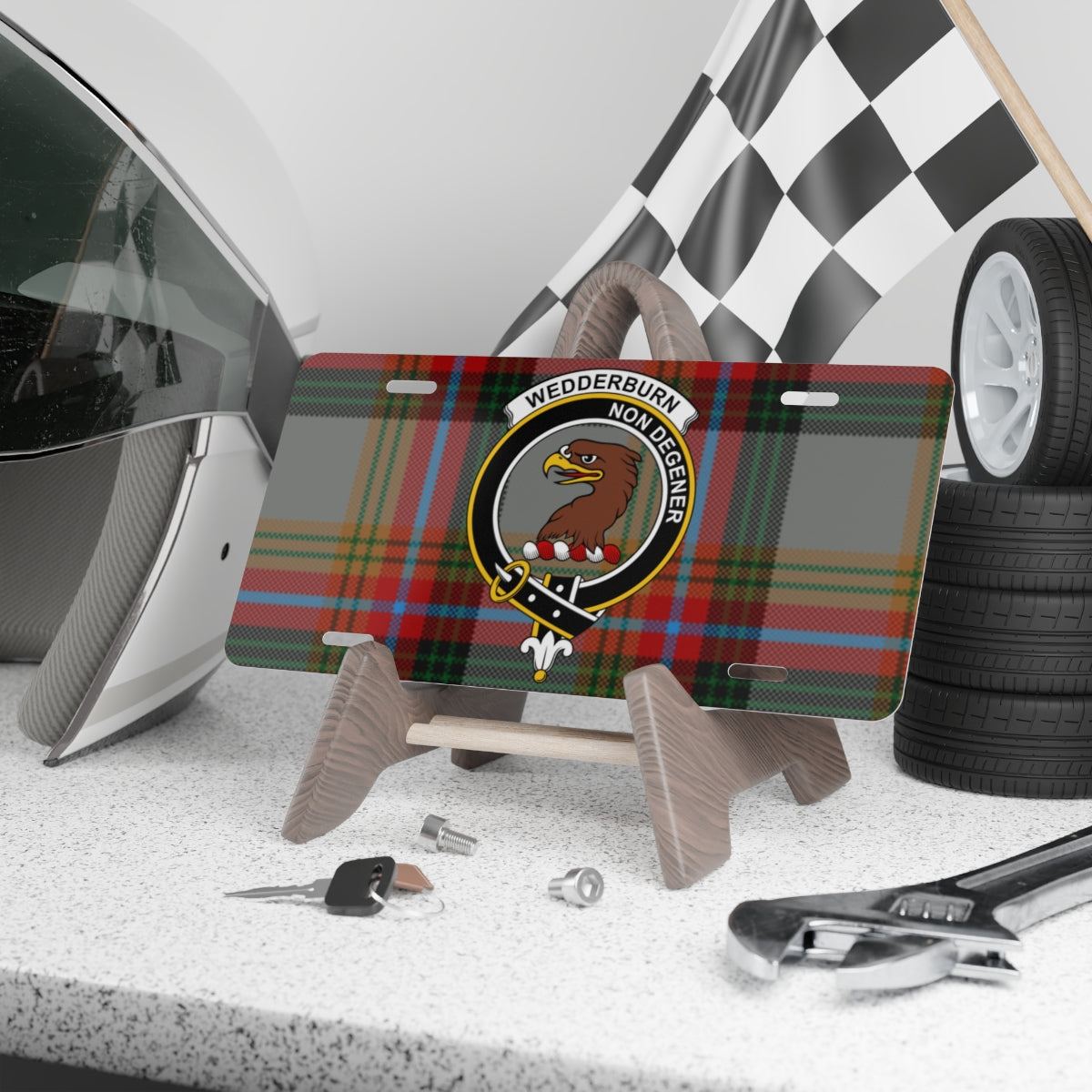 Wedderburn Monogram Plaid Design License Plate product