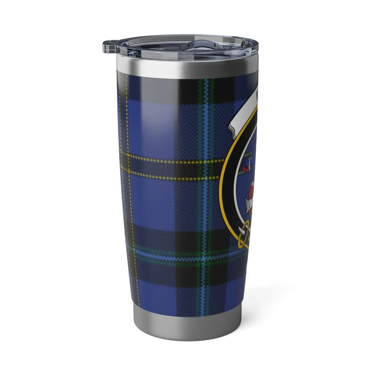 Blue Plaid Insulated Drink Tumbler for Hot and Cold Beverages
