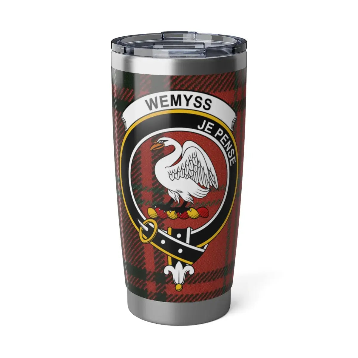 Clan Wemyss je pense tartan pattern travel mug — 20oz stainless steel