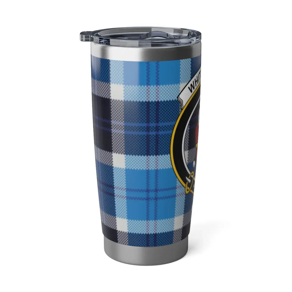 Blue Tartan with Crest Pattern Stainless Steel Tumbler