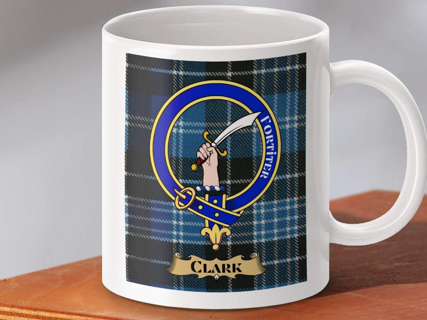 Clark Family Crest Mug with Tartan Design Cup product type