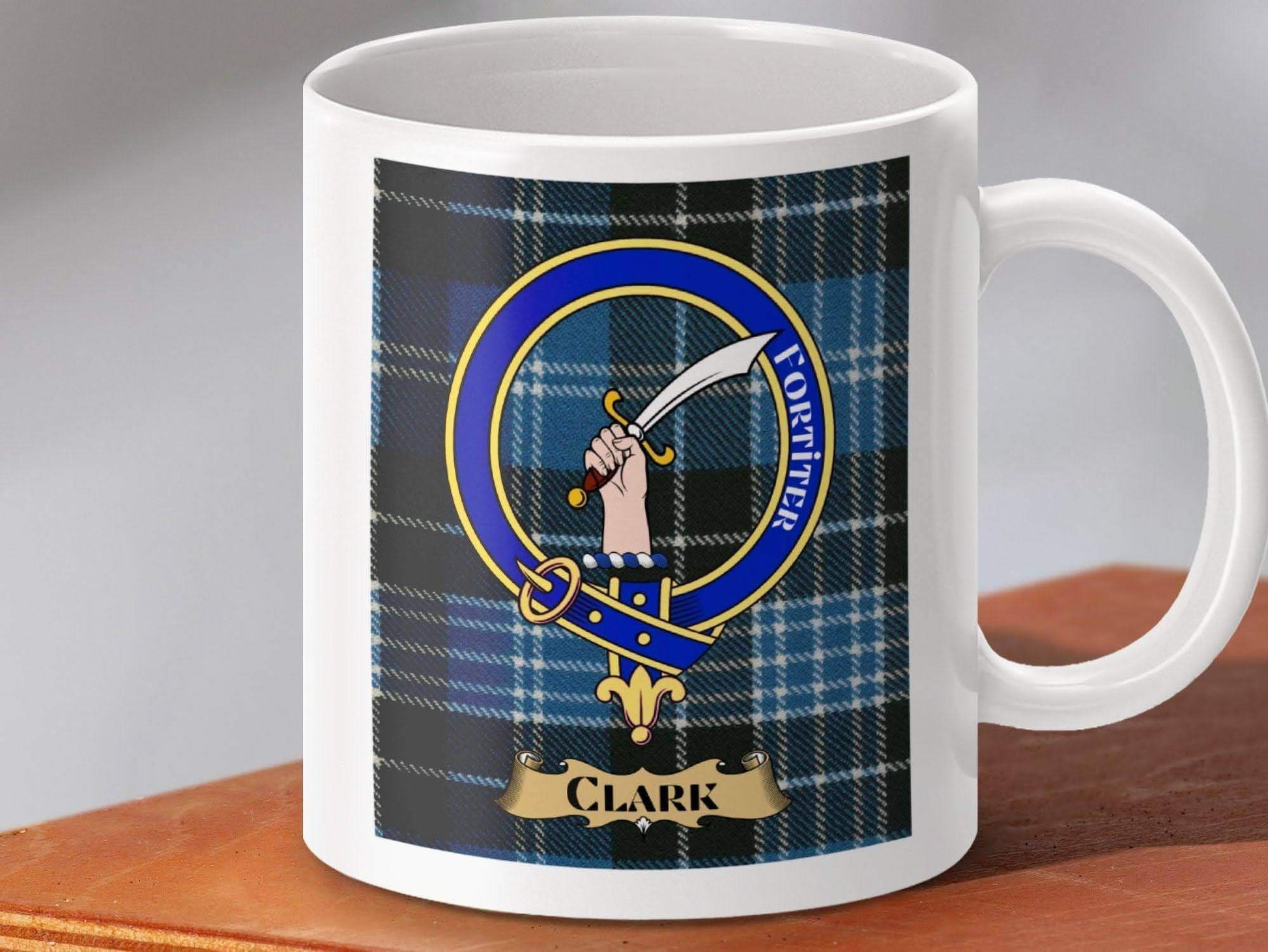 Clark Family Crest Mug with Tartan Design Cup product type