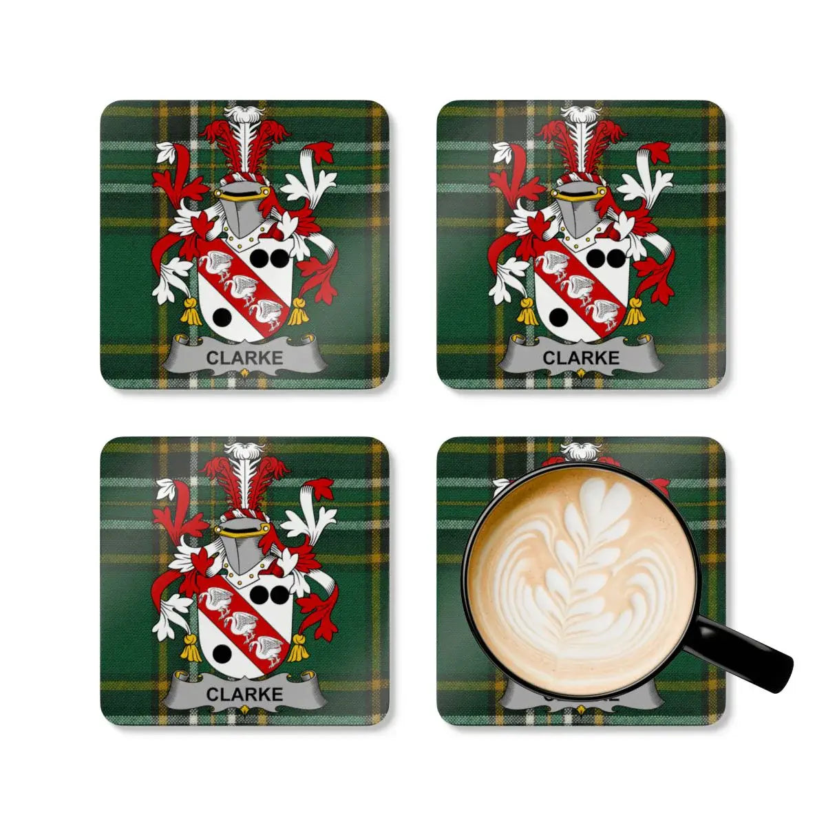 Personalized Clarke Family Crest Square Coaster product