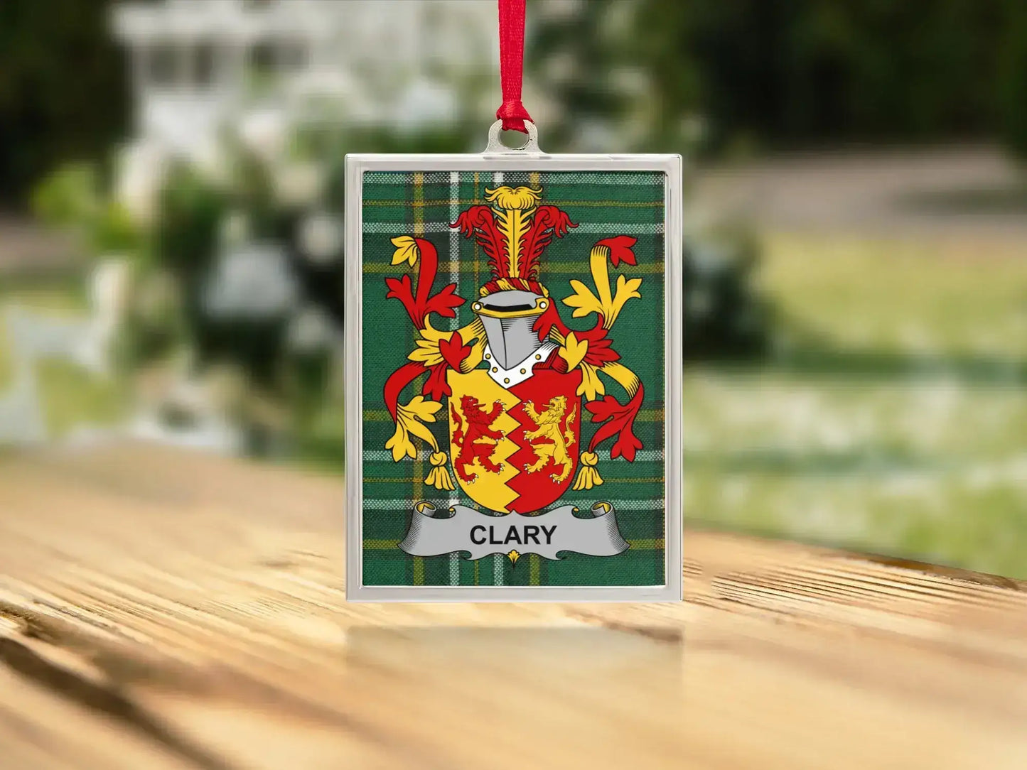Clary Family Crest Plaid Background Ornament product type