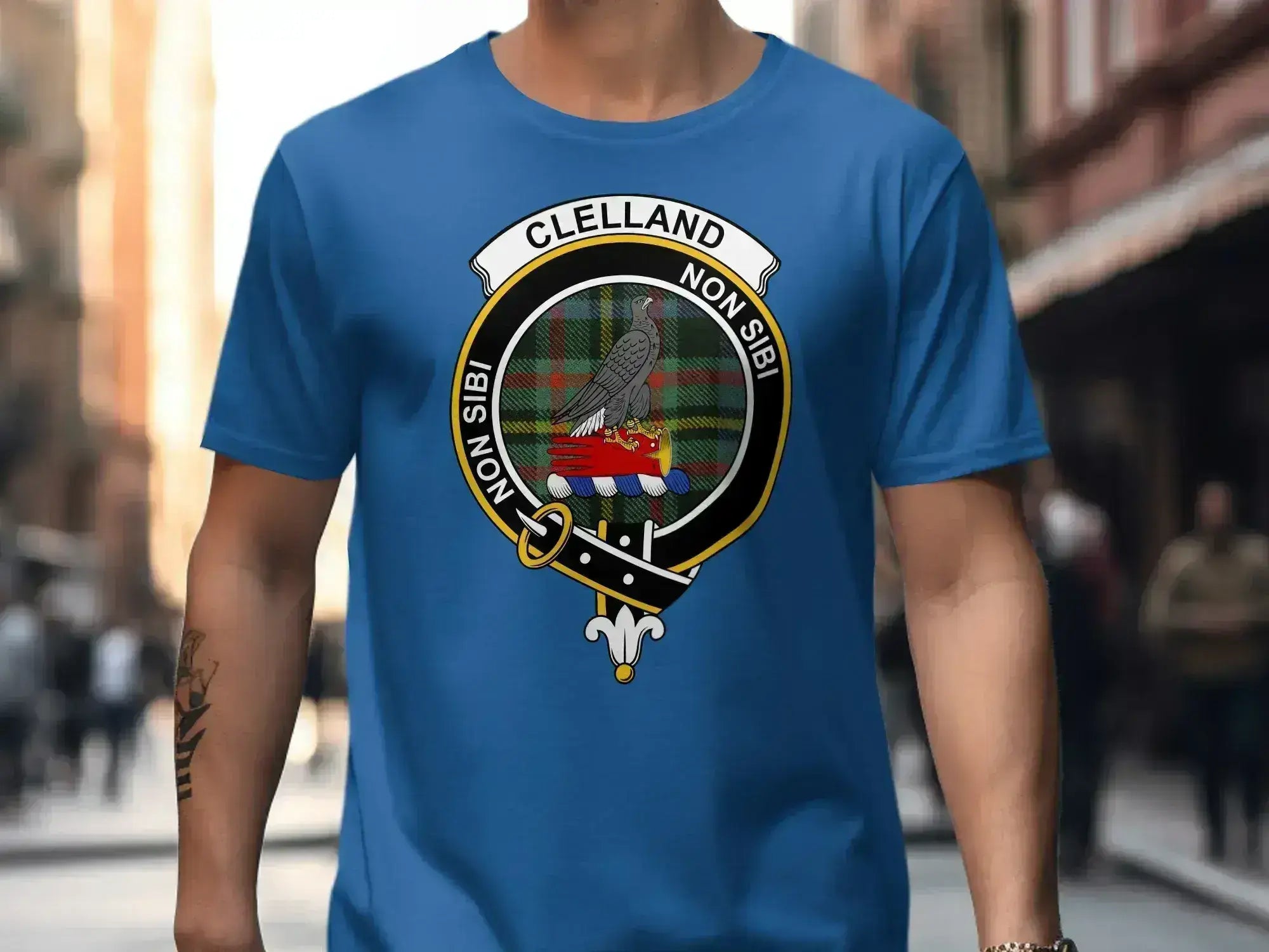 Clelland Non Sibi Tartan Clan Crest Graphic Tee product type