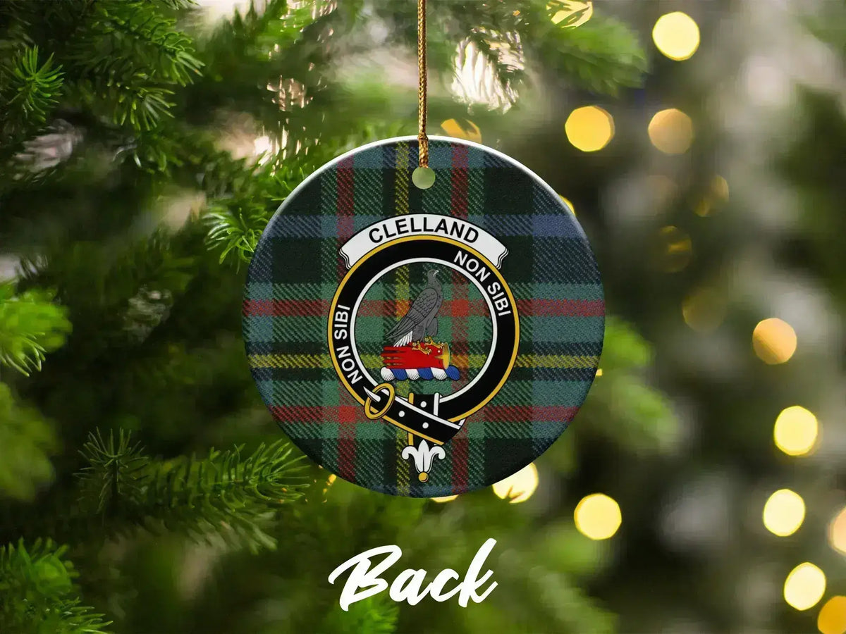 Clelland Non Sibi Crest Tartan Christmas Ornament