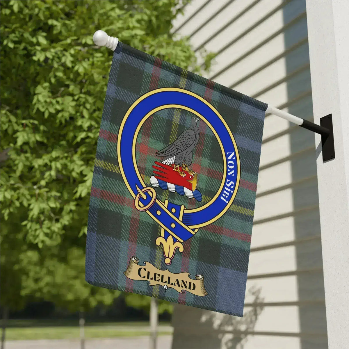 Clelland His Non-Sit Family Crest Plaid Flag