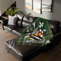 Family Crest Blanket Green Plaid Design with Name CLEMENTS