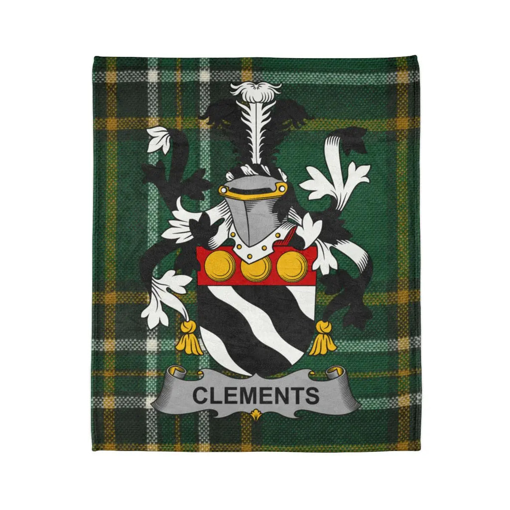 Clements Family Crest Coat of Arms Tartan Blanket