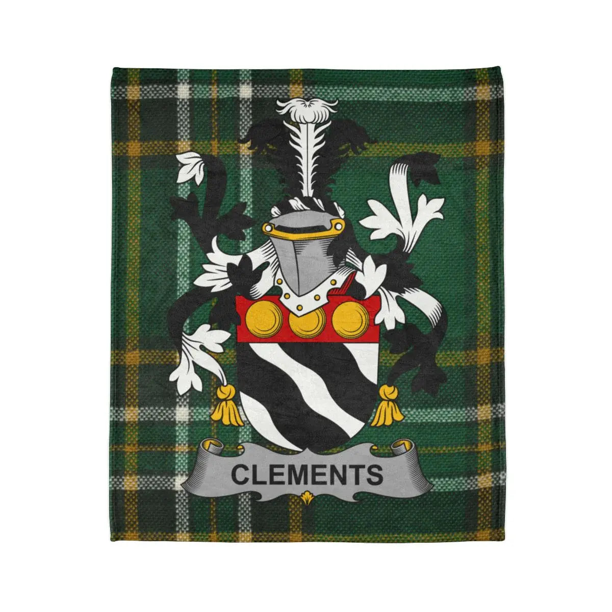 Clements Family Crest Coat of Arms Tartan Blanket