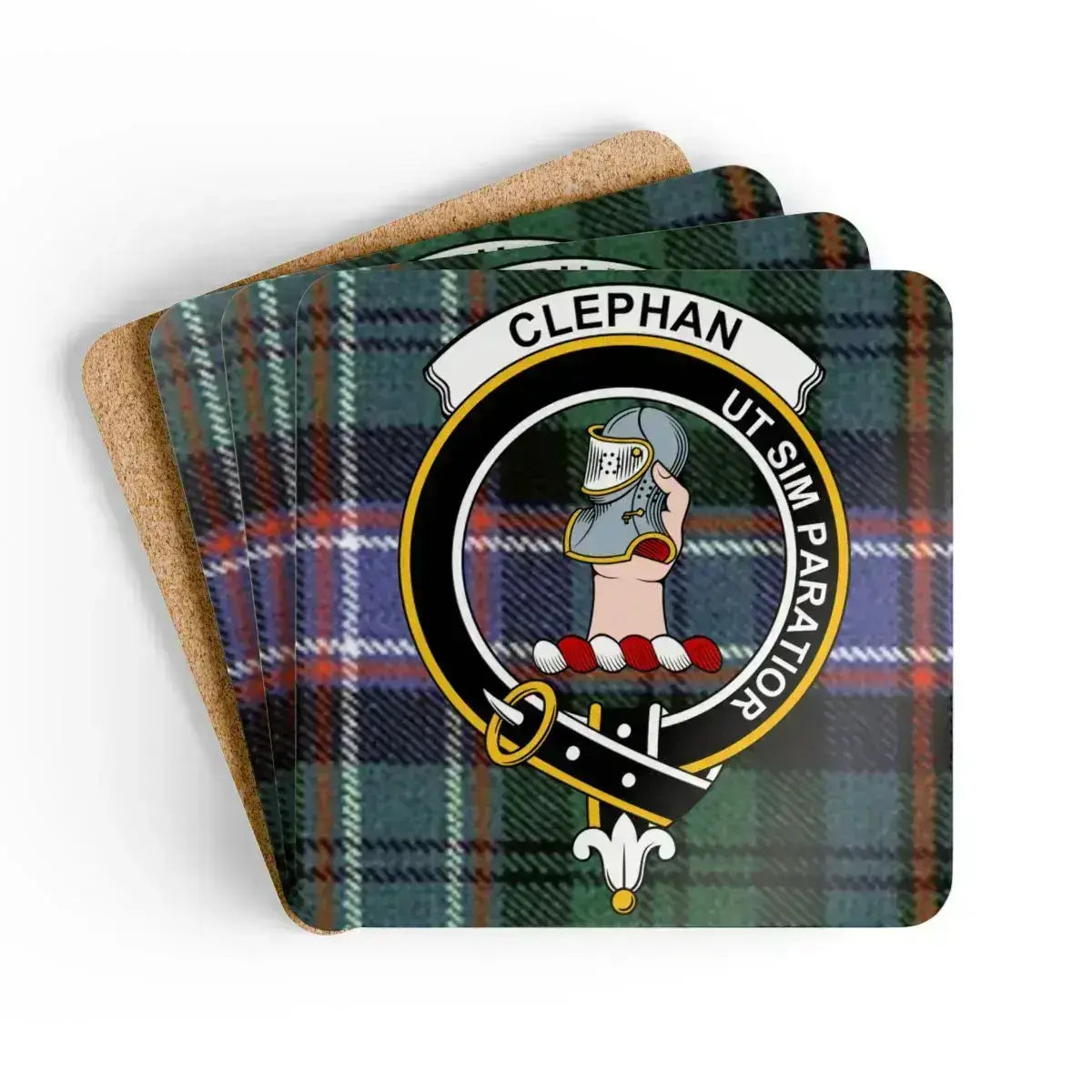 Scottish Clan Crest Tartan Cork Backed Coasters product type