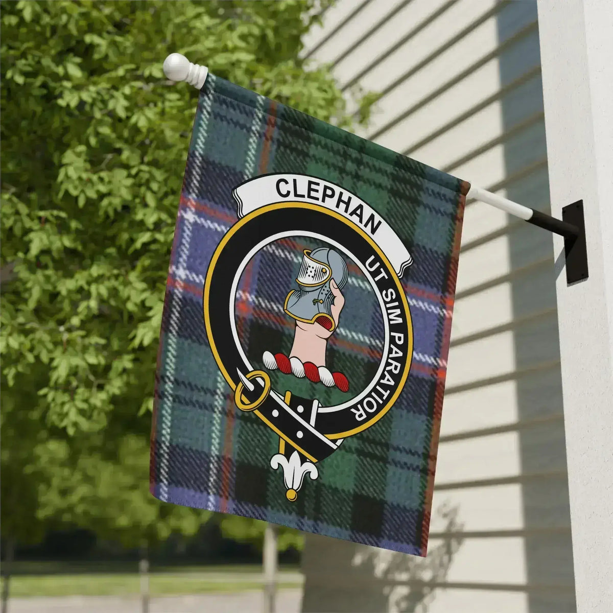 Clephan Clan Crest Badge Plaid Garden Flag