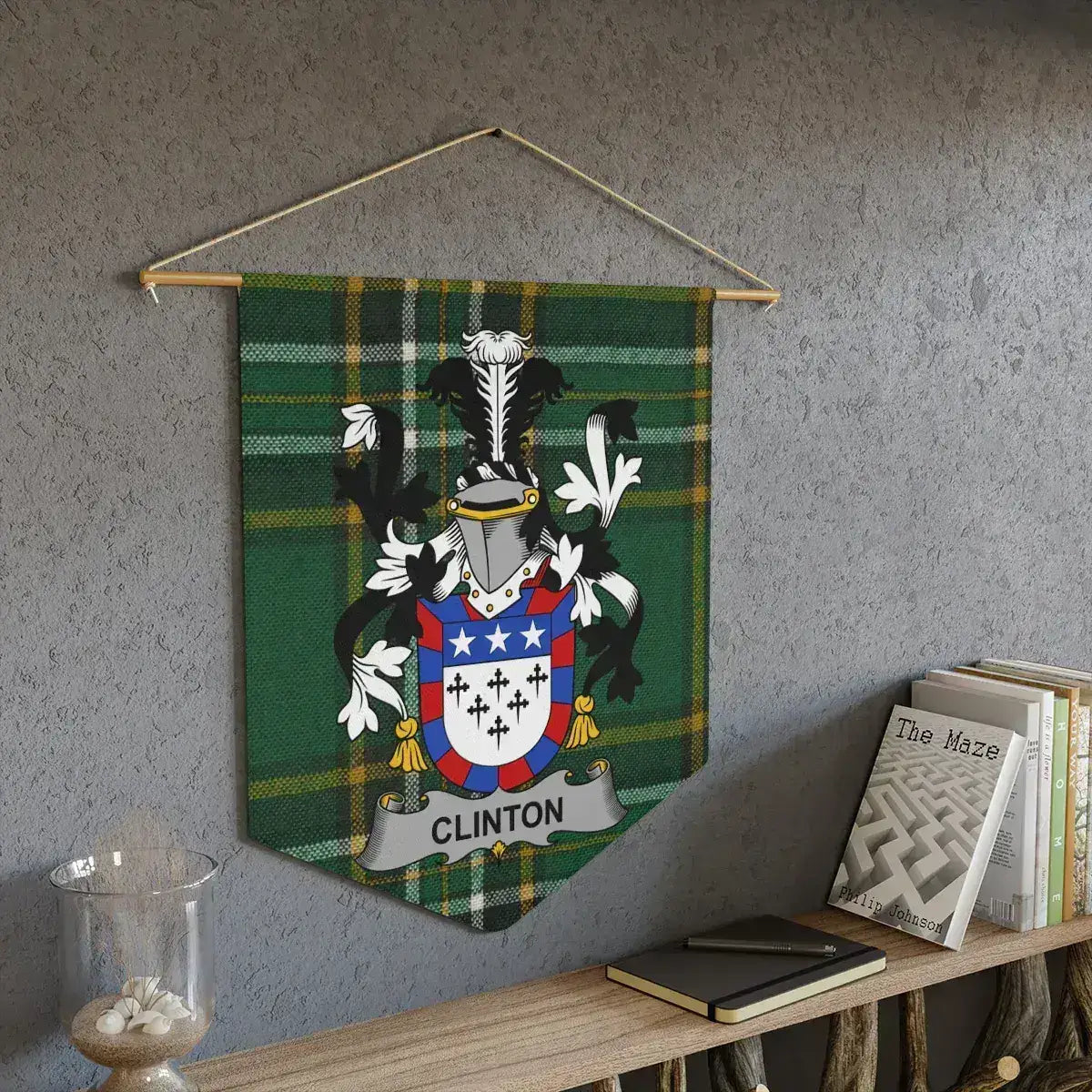 Custom Clinton Family Crest Wall Banner product type