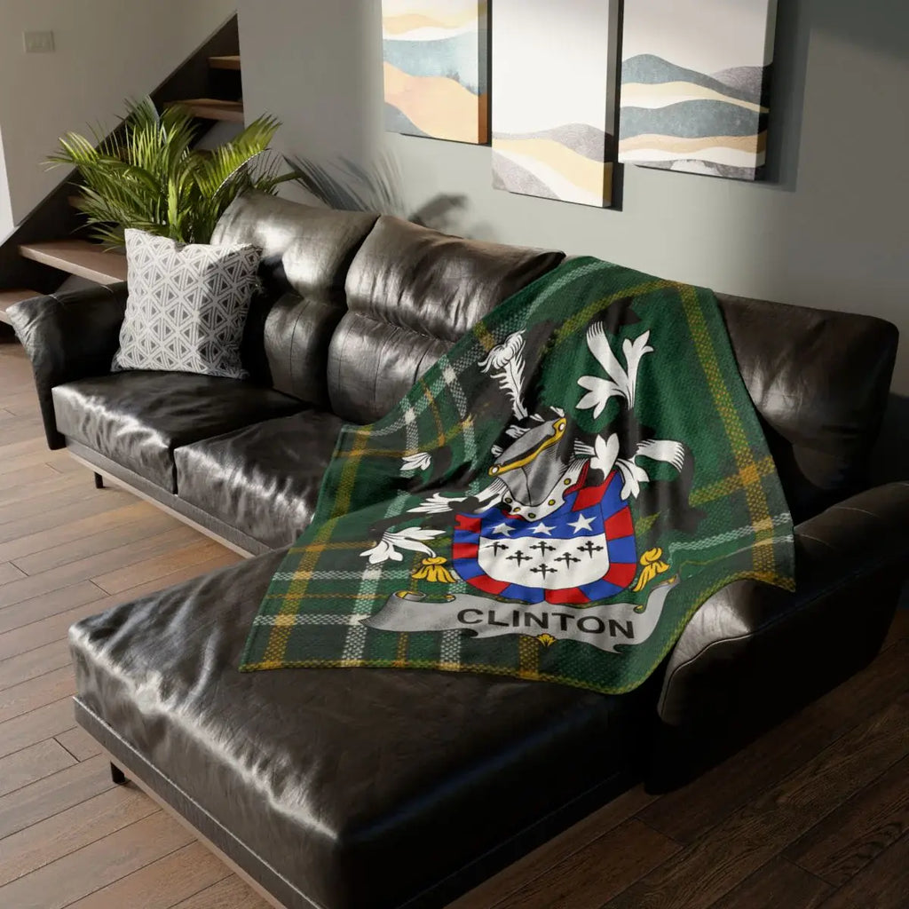 Personalized Clinton Family Crest Throw Blanket