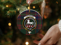 Cochrane clan horse crest tartan ceramic ornament — lifestyle hanging display