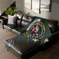 Clan Cockburn accendit cantu rooster crest tartan throw blanket — 100% polyester, sofa display