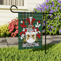 Collins surname emblem garden flag shown with its green tartan design.