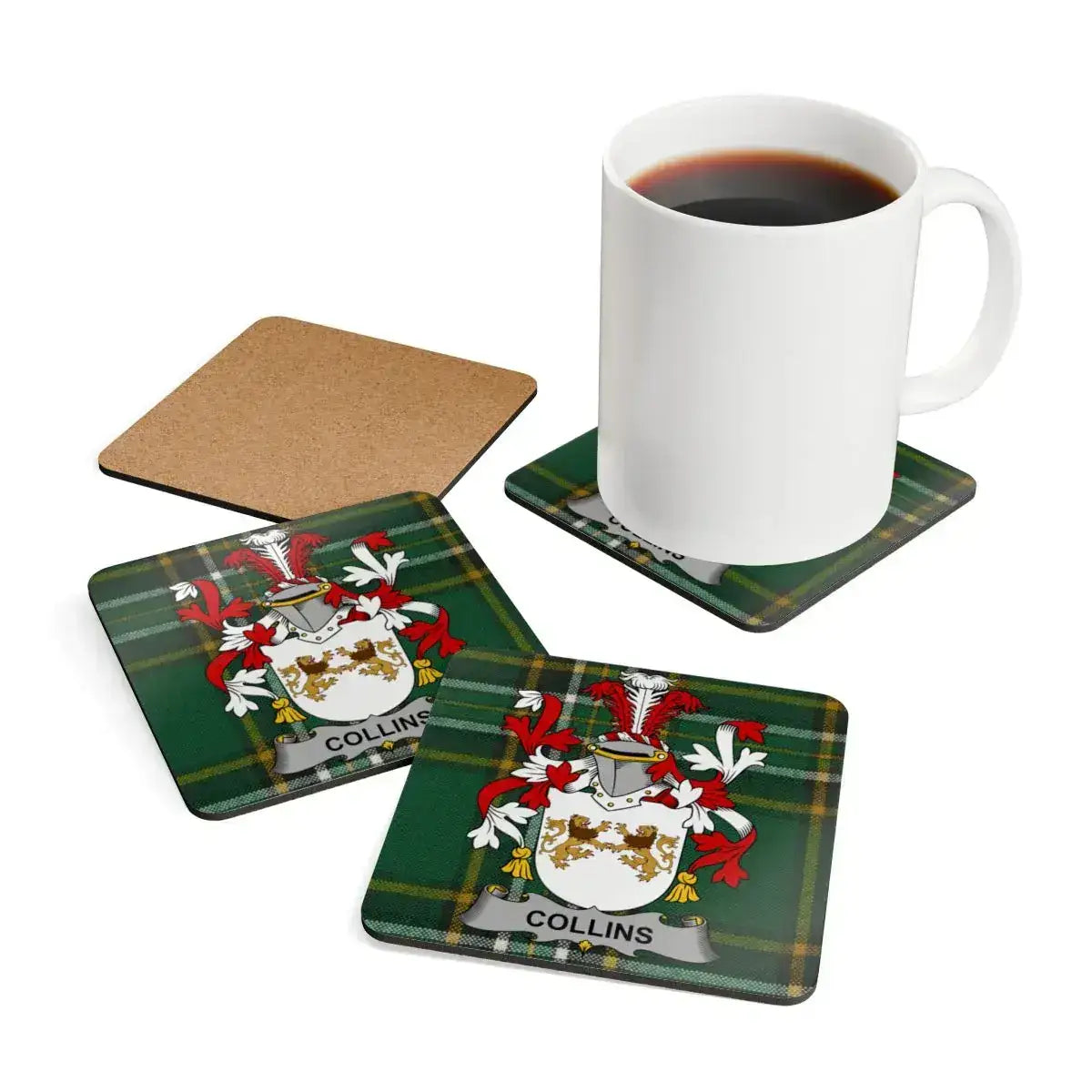Family Crest Collins Tartan Pattern Coaster Set product type