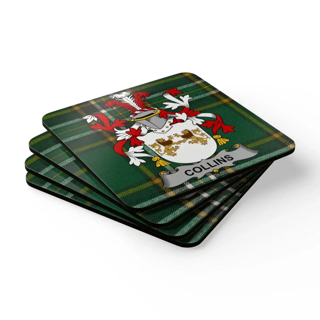 Family Name Crest Plaid Coasters Set product type