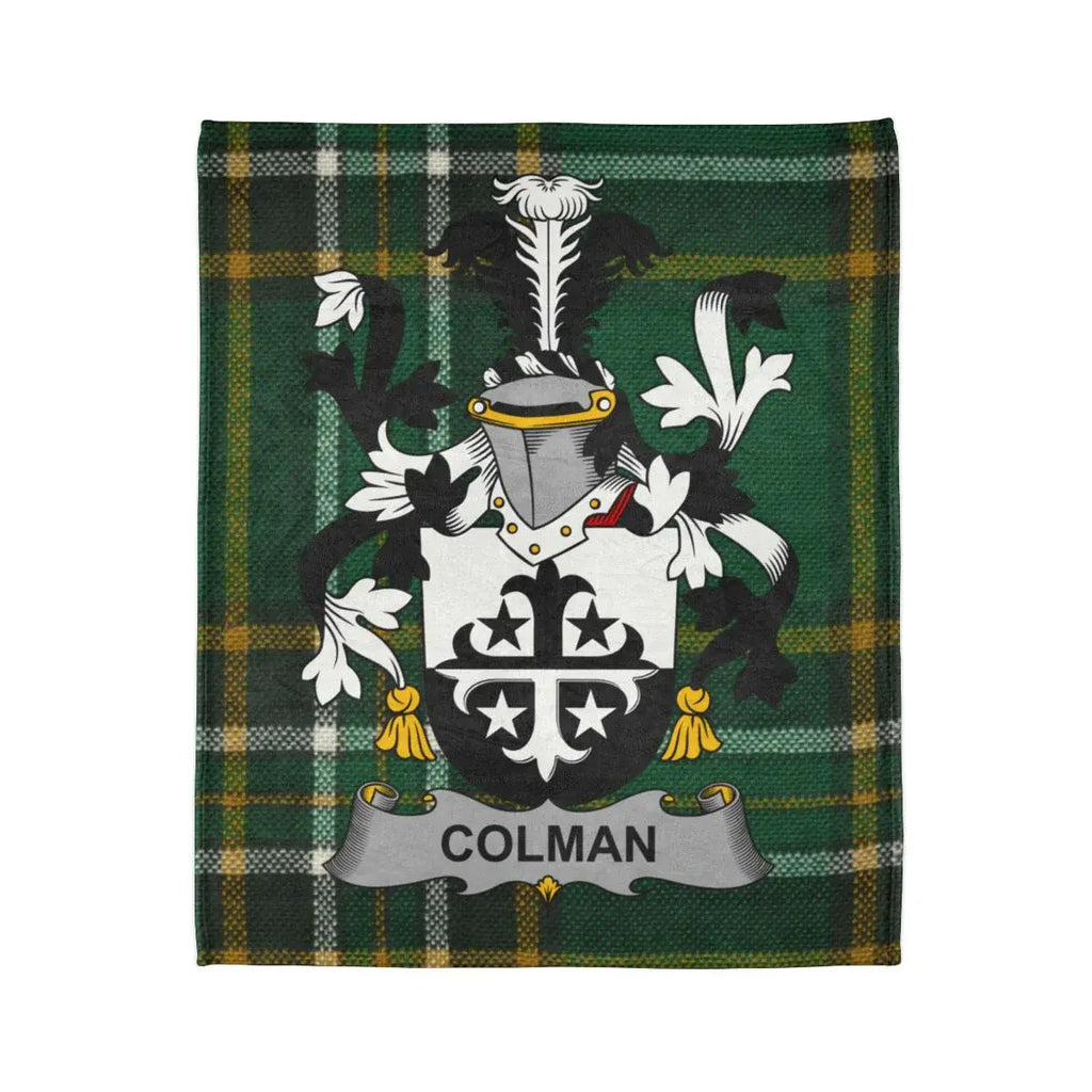 Colman Family Crest Coat of Arms Plaid Throw Blanket