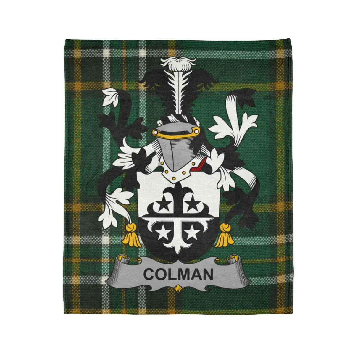 Colman Family Crest Coat of Arms Plaid Throw Blanket